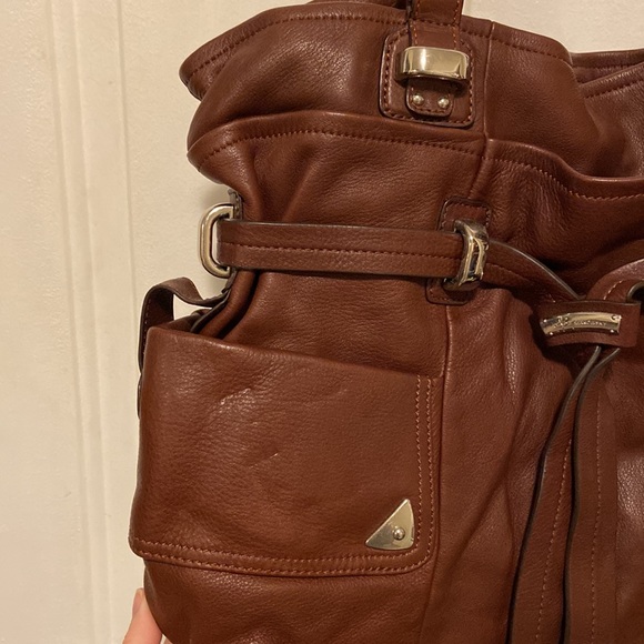 B MAKOWSKY Brown Genuine Leather Hand Bag Shoulder Satchel Bag Purse - Picture 10 of 13